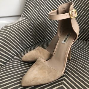 Steve Madden Ankle Strap, Pointed Toe w/ Snakeskin